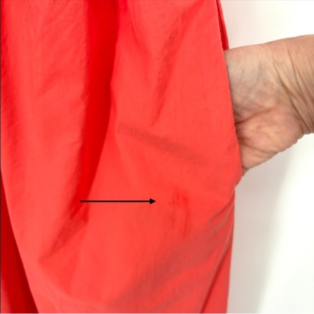 Marine Layer Emery Poplin Midi Dress Puff Sleeve Smocked Coral Pima Cotton Med - Picture 7 of 15